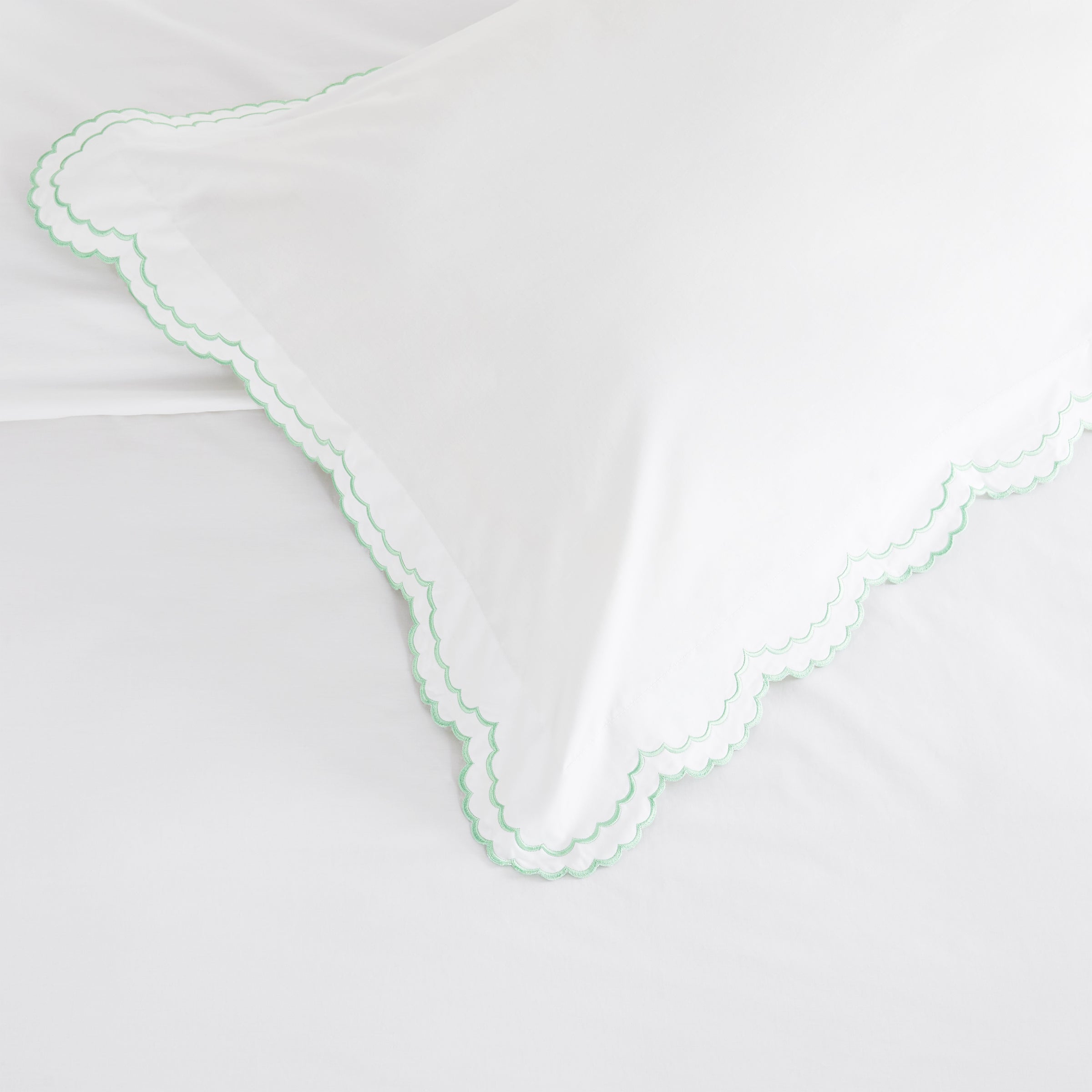 Double Scallop Embroidered Percale Duvet Set