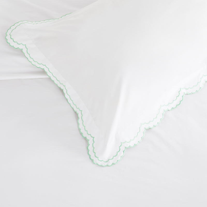 Double Scallop Embroidered Percale Duvet Set