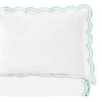 Double Scallop Embroidered Percale Duvet Set