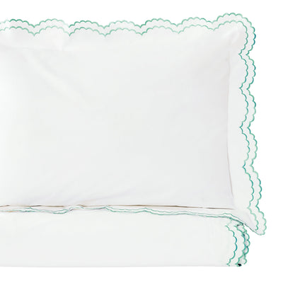 Double Scallop Embroidered Percale Duvet Set