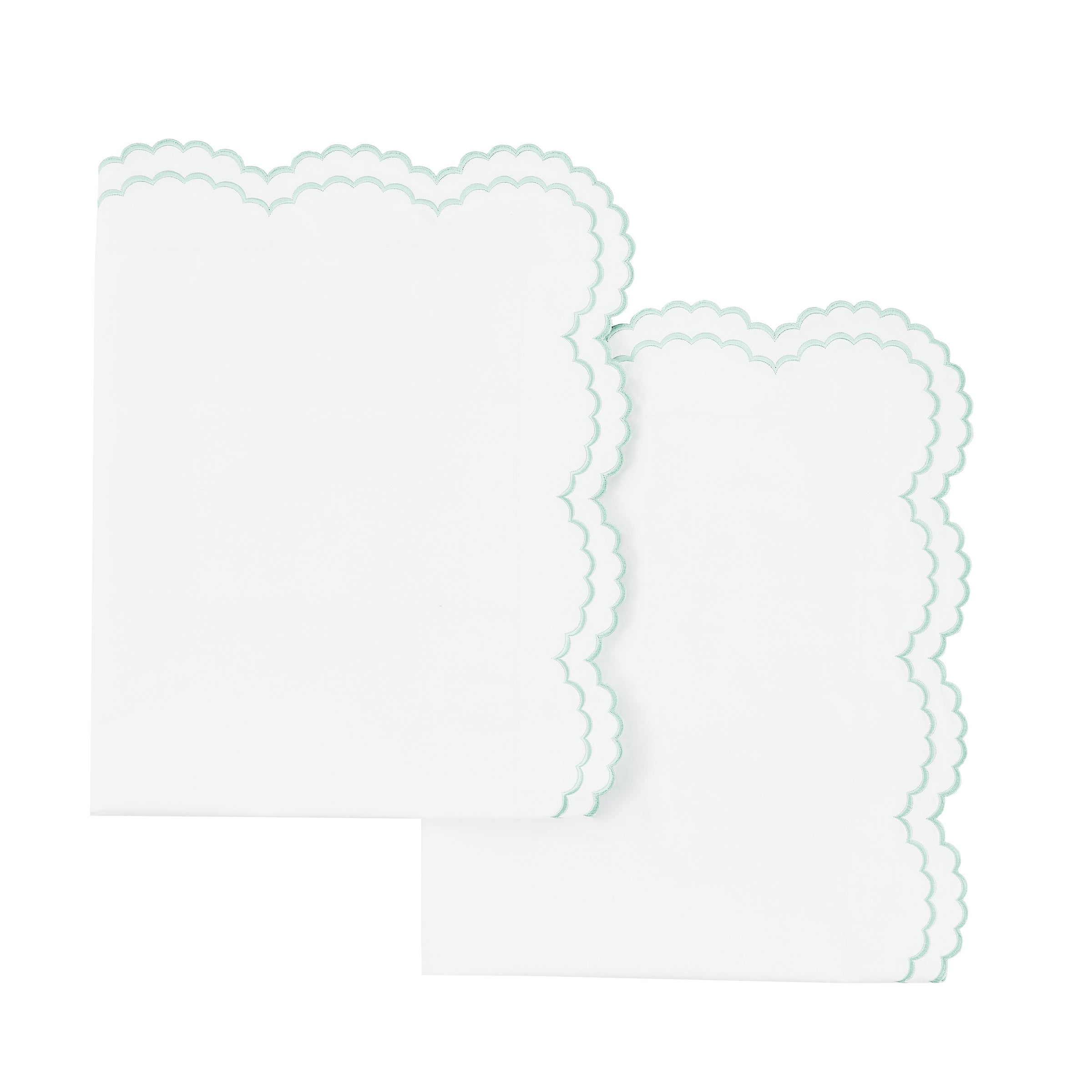 Double Scallop Embroidered Percale Euro Sham Pair