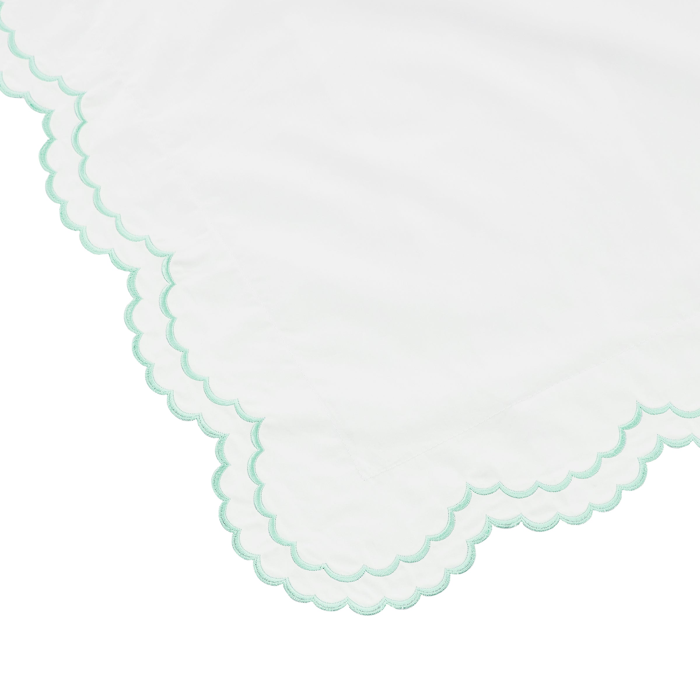 Double Scallop Embroidered Percale Duvet Set