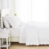 Double Scallop Embroidered Percale Duvet Set
