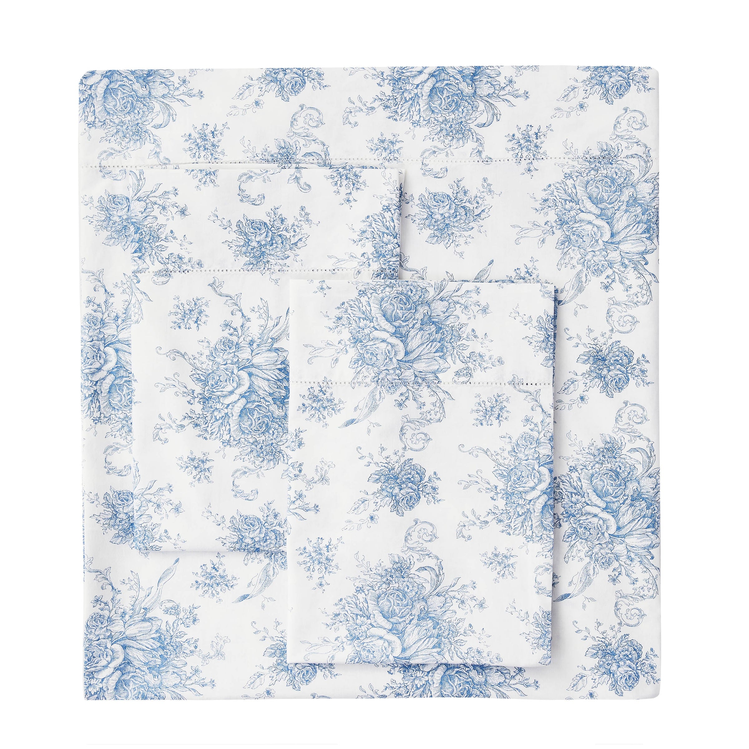 Petit Floral Toile Printed Cotton Percale Sheet Set