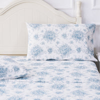 Petit Floral Toile Printed Cotton Percale Sheet Set