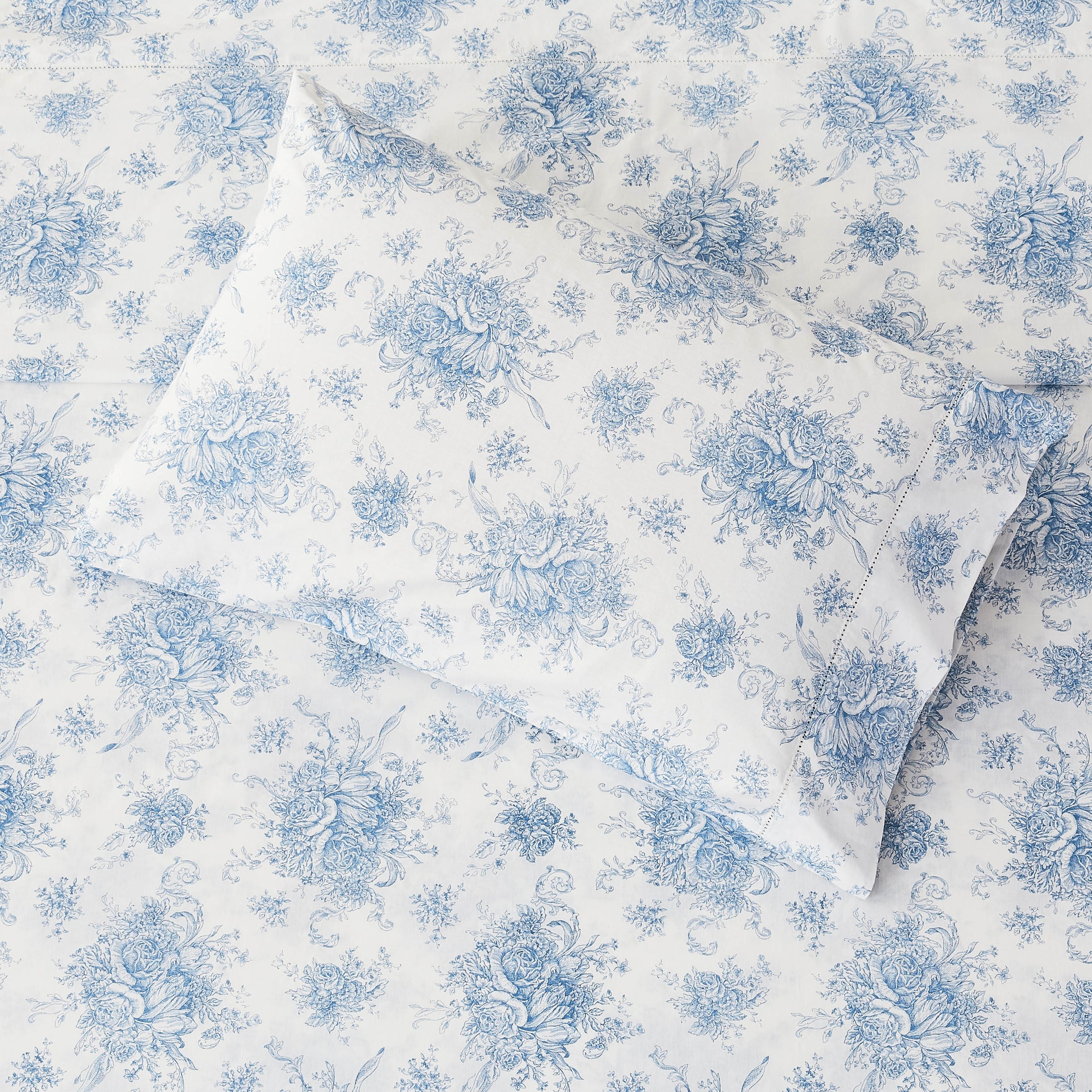 Petit Floral Toile Printed Cotton Percale Sheet Set