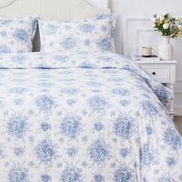 Petit Floral Toile Printed Cotton Percale Duvet Set