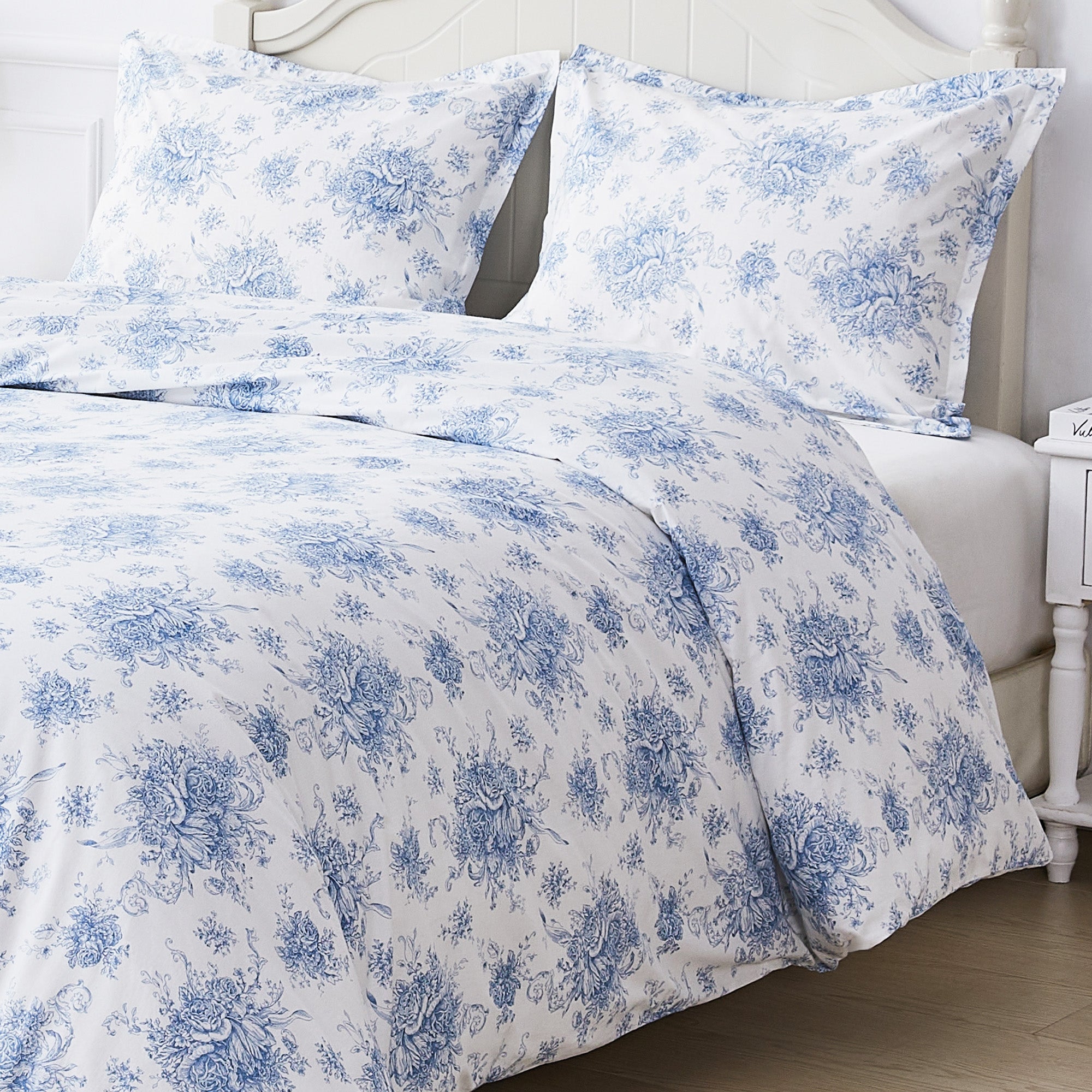 Petit Floral Toile Printed Cotton Percale Duvet Set