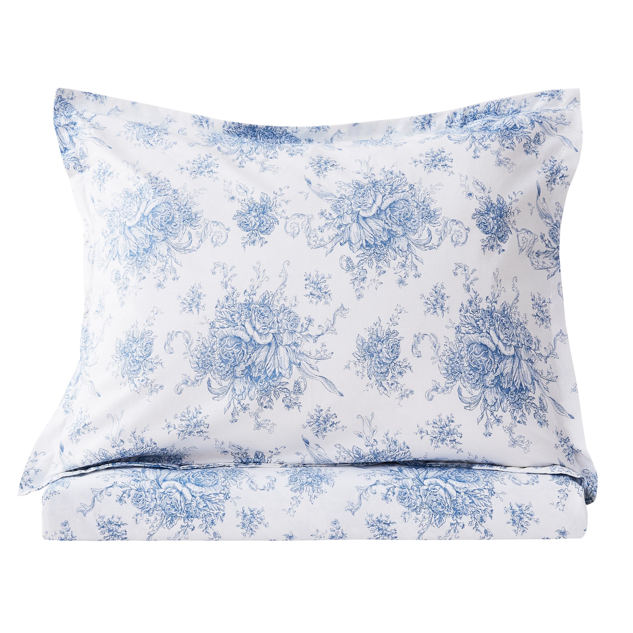 Petit Floral Toile Printed Cotton Percale Duvet Set