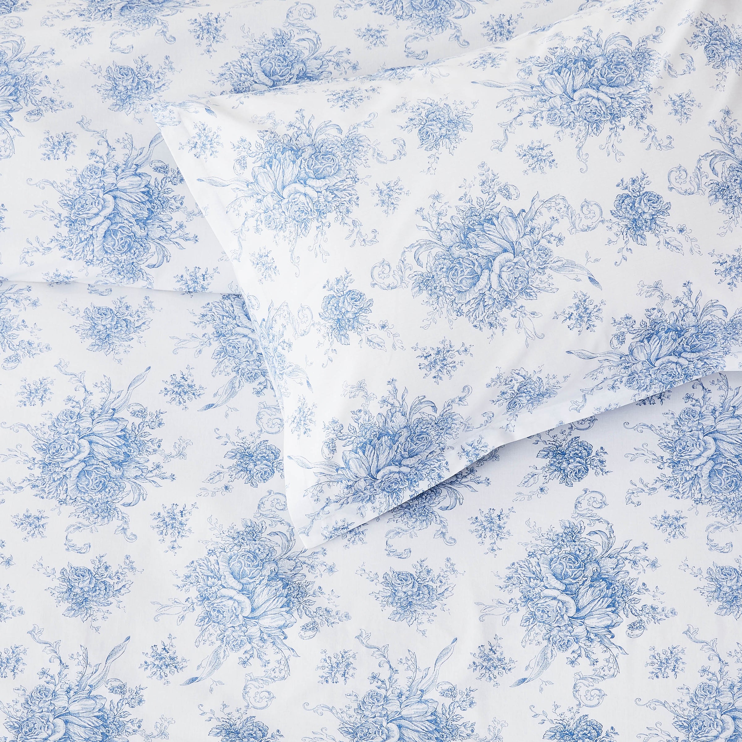 Petit Floral Toile Printed Cotton Percale Duvet Set