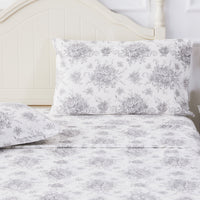Petit Floral Toile Printed Cotton Percale Sheet Set
