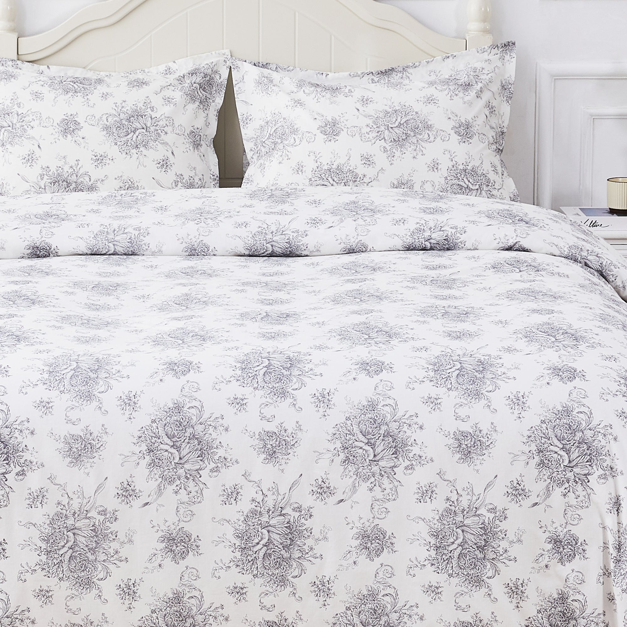 Petit Floral Toile Printed Cotton Percale Duvet Set