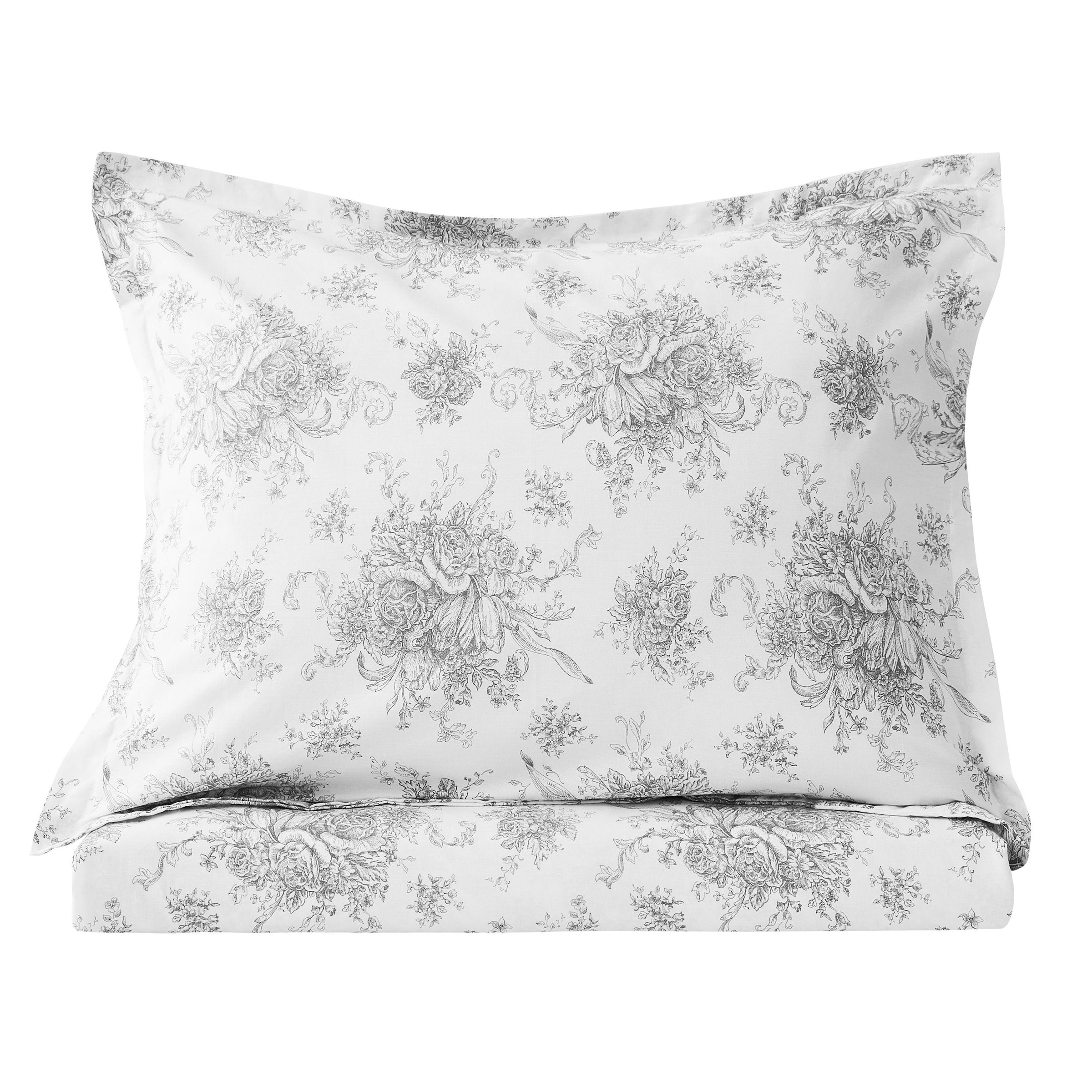 Petit Floral Toile Printed Cotton Percale Duvet Set