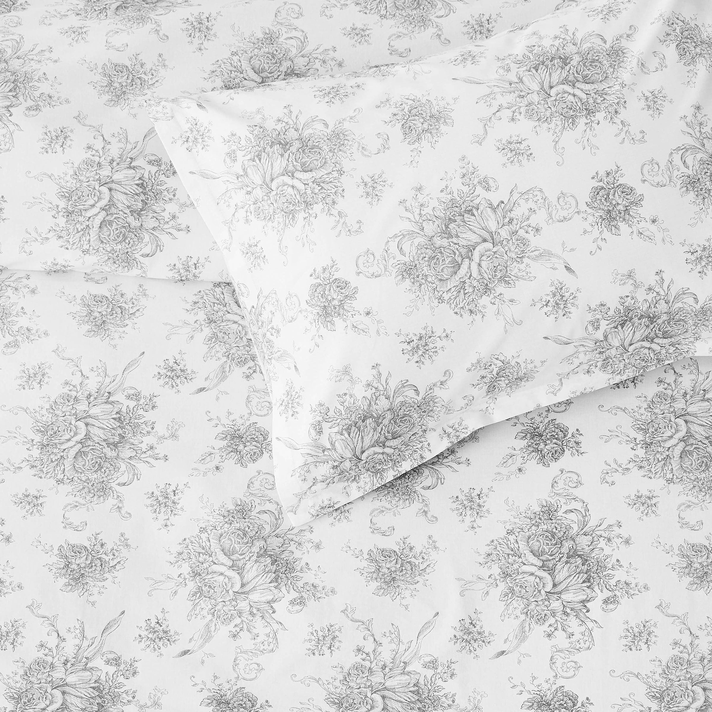 Petit Floral Toile Printed Cotton Percale Duvet Set