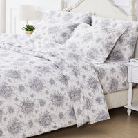Petit Floral Toile Printed Cotton Percale Duvet Set