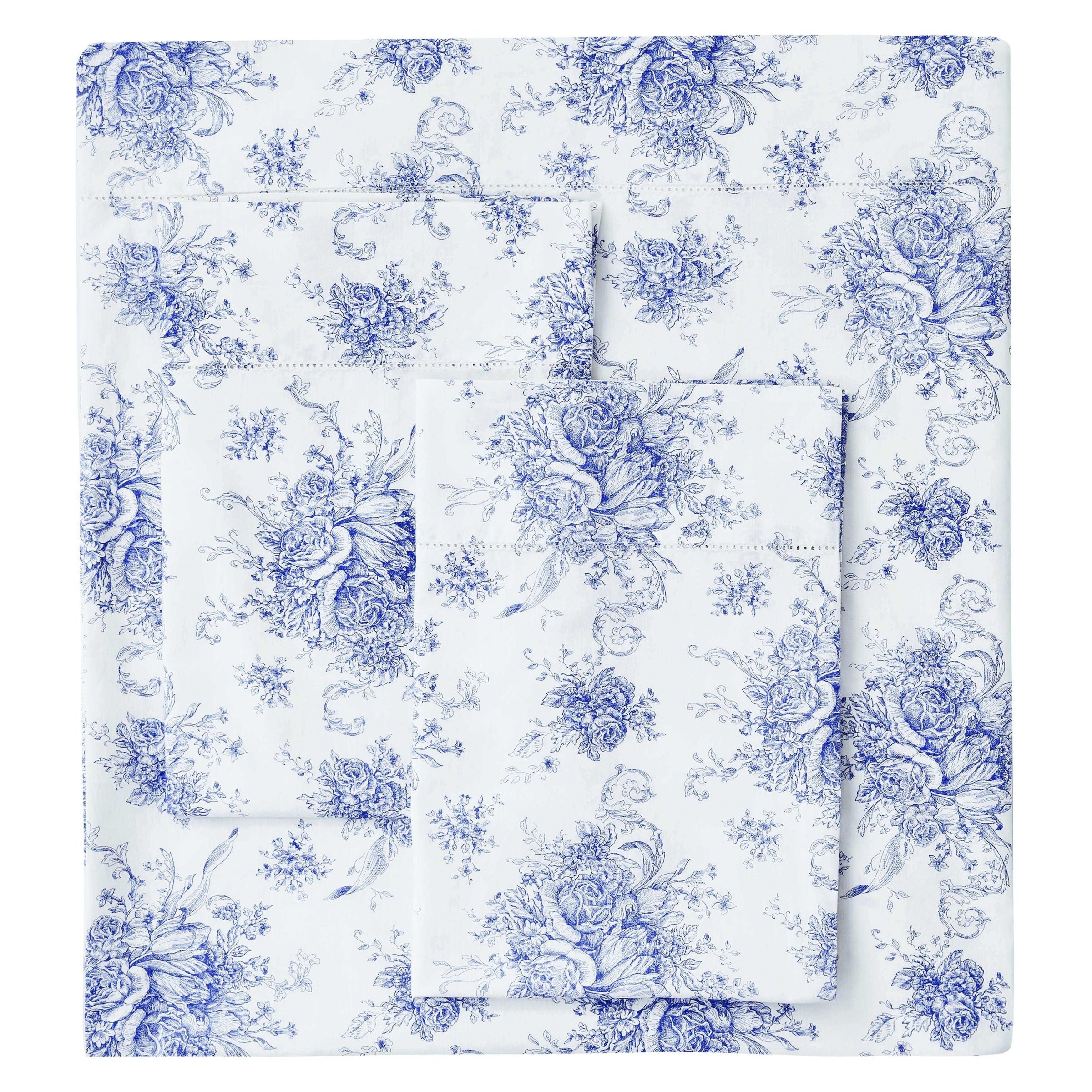Petit Floral Toile Printed Cotton Percale Sheet Set