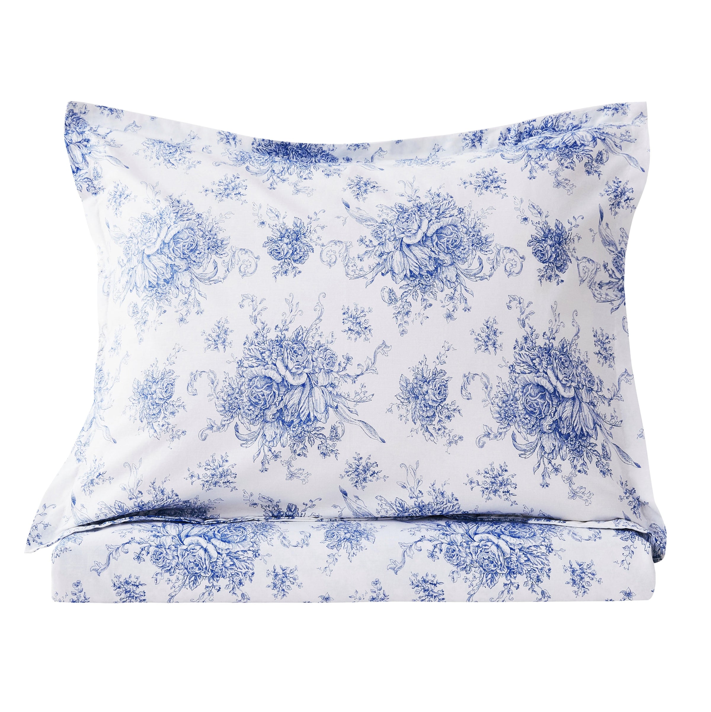 Petit Floral Toile Printed Cotton Percale Duvet Set
