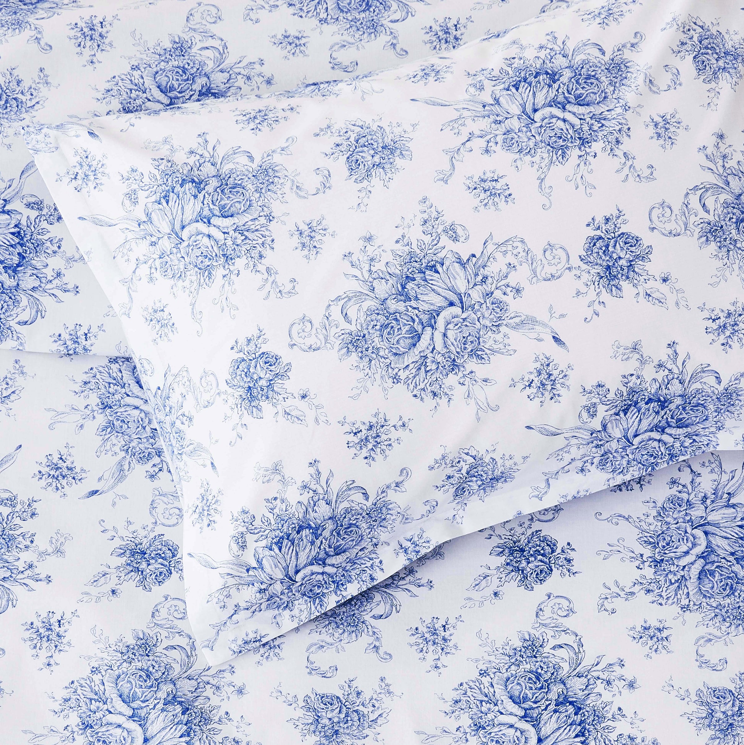 Petit Floral Toile Printed Cotton Percale Duvet Set