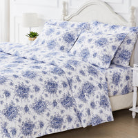 Petit Floral Toile Printed Cotton Percale Duvet Set