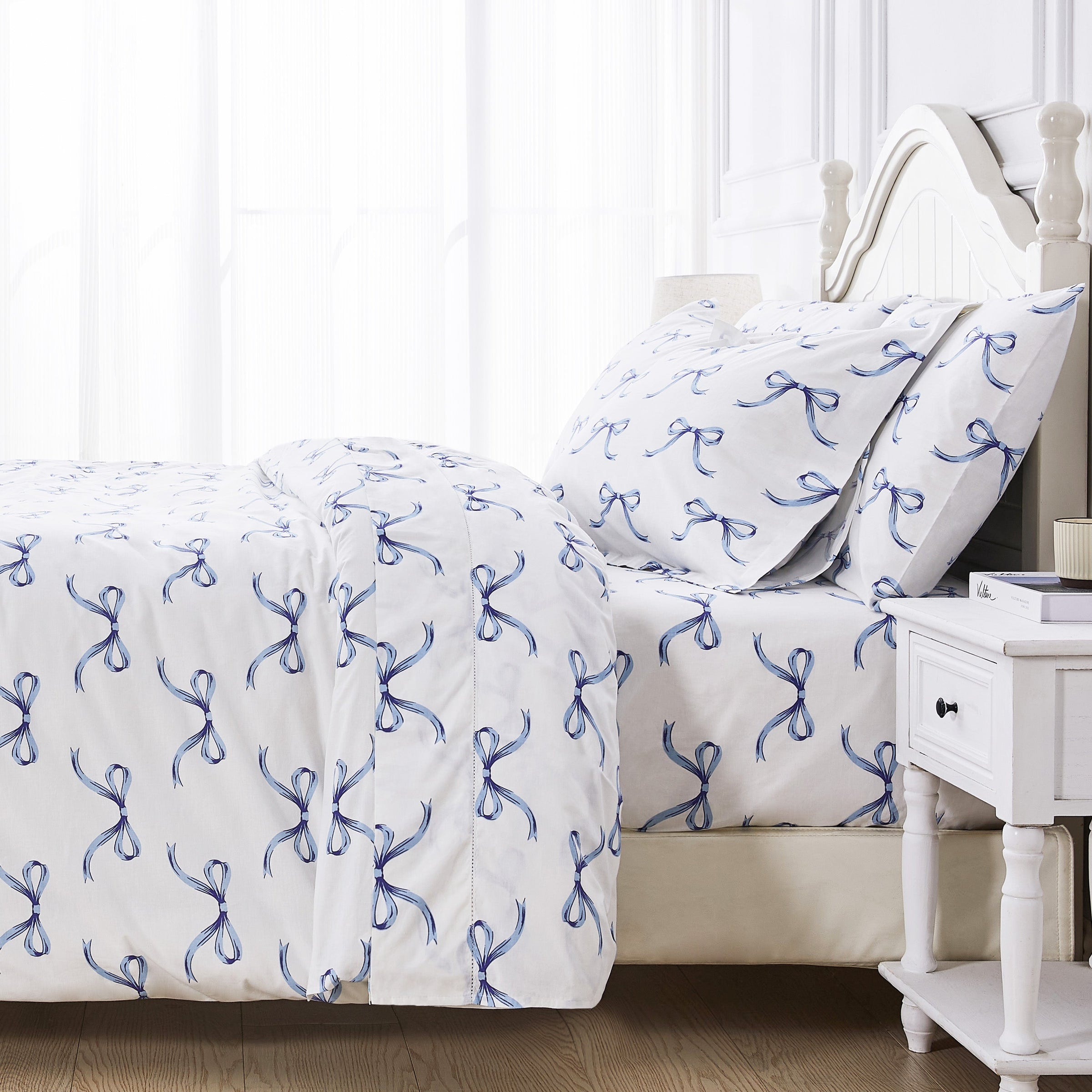 Gentle Ribbons Printed Cotton Percale Duvet Set