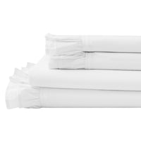 Double Layer Ruffle Cotton Percale Sheet Set