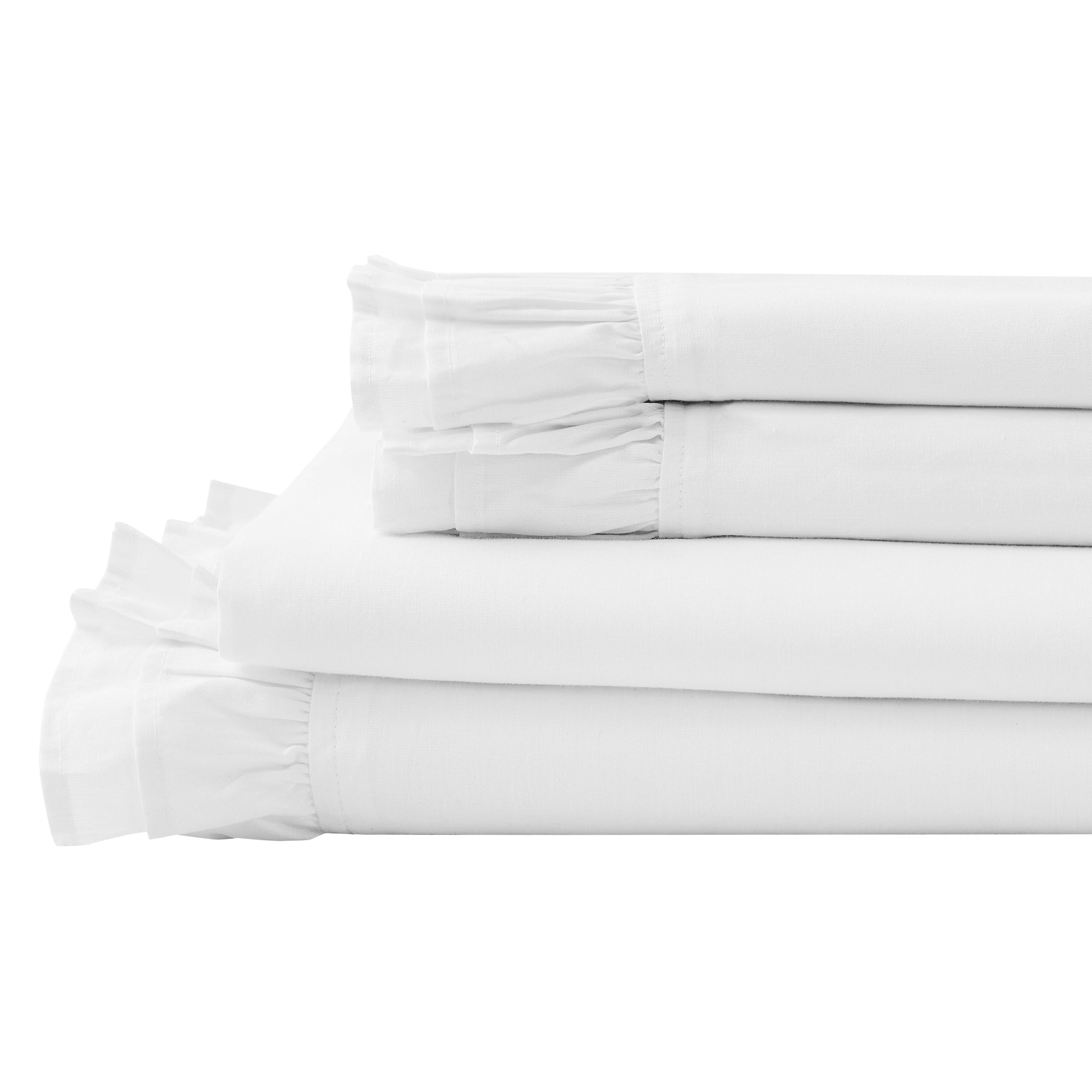 Double Layer Ruffle Cotton Percale Sheet Set