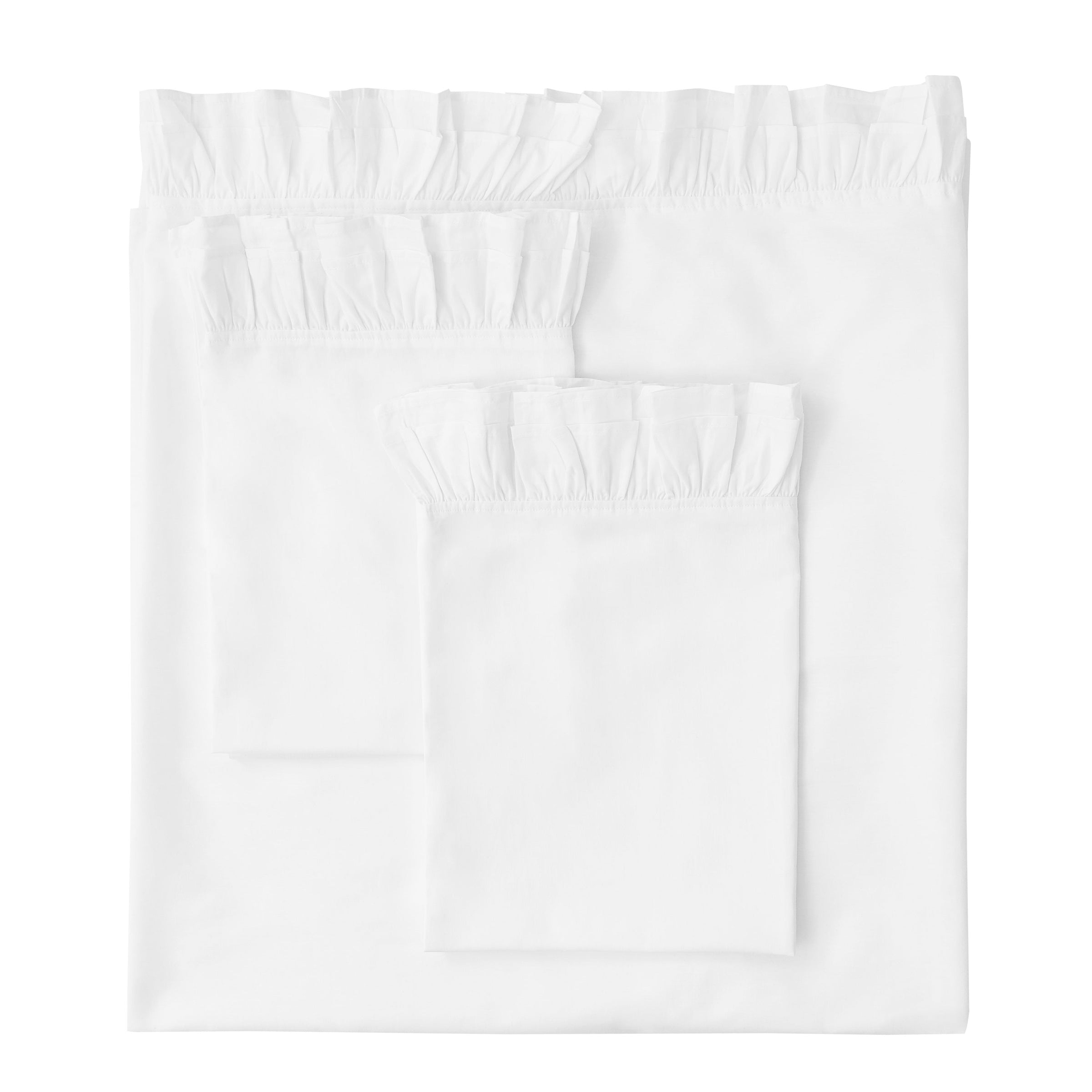 Double Layer Ruffle Cotton Percale Sheet Set