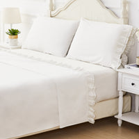 Double Layer Ruffle Cotton Percale Sheet Set