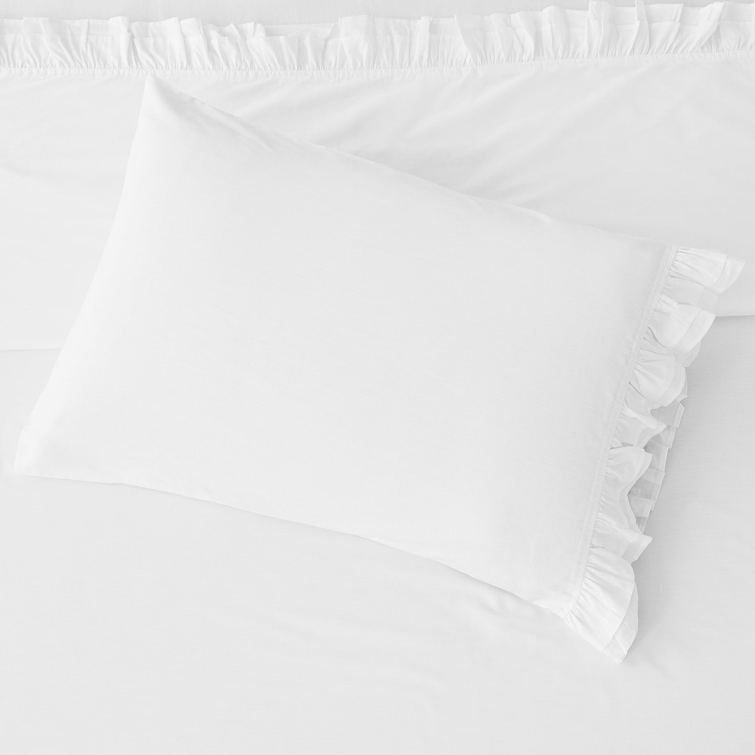 Double Layer Ruffle Cotton Percale Sheet Set