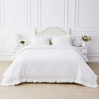 Double Layer Ruffle Cotton Percale Duvet Set