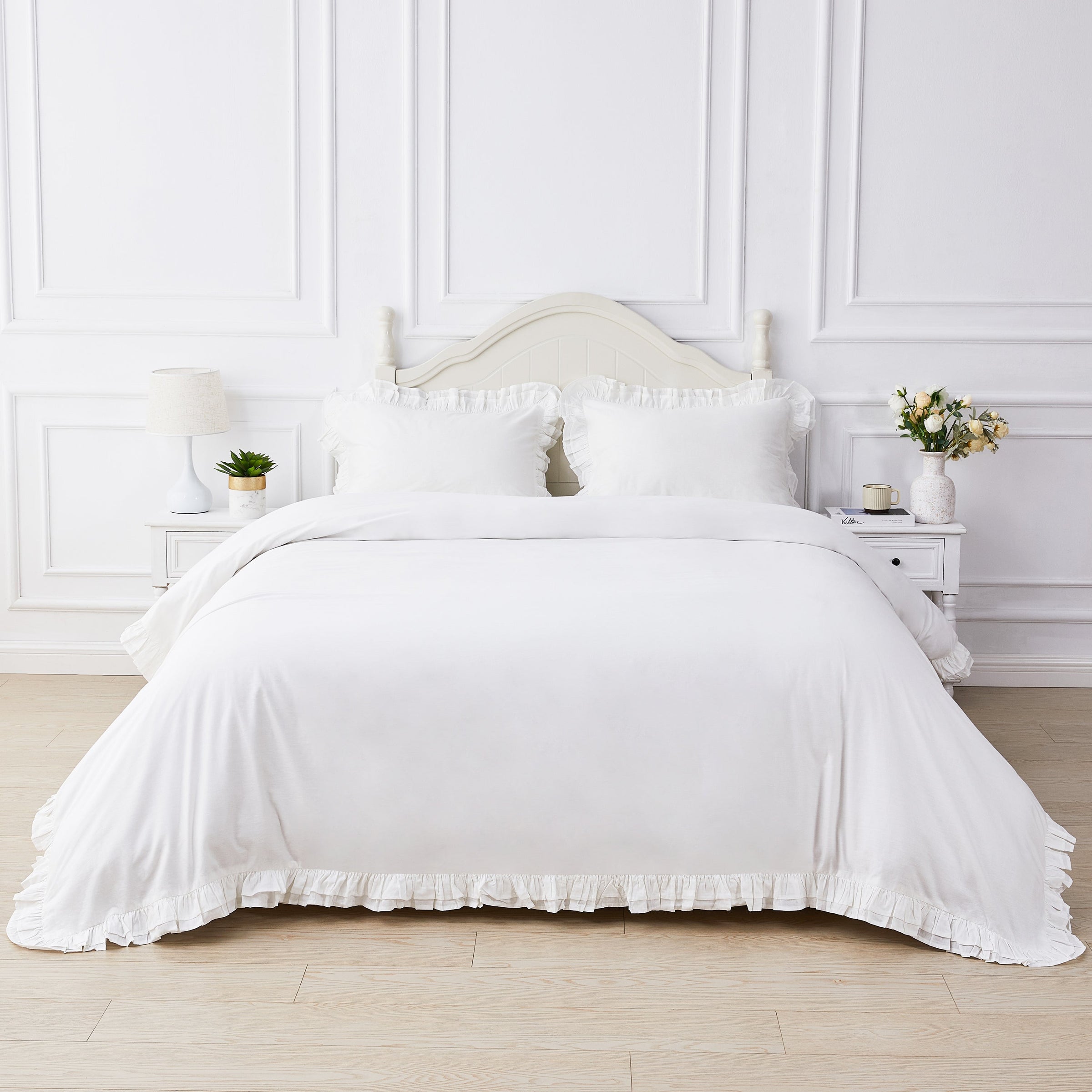 Double Layer Ruffle Cotton Percale Duvet Set