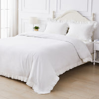 Double Layer Ruffle Cotton Percale Duvet Set
