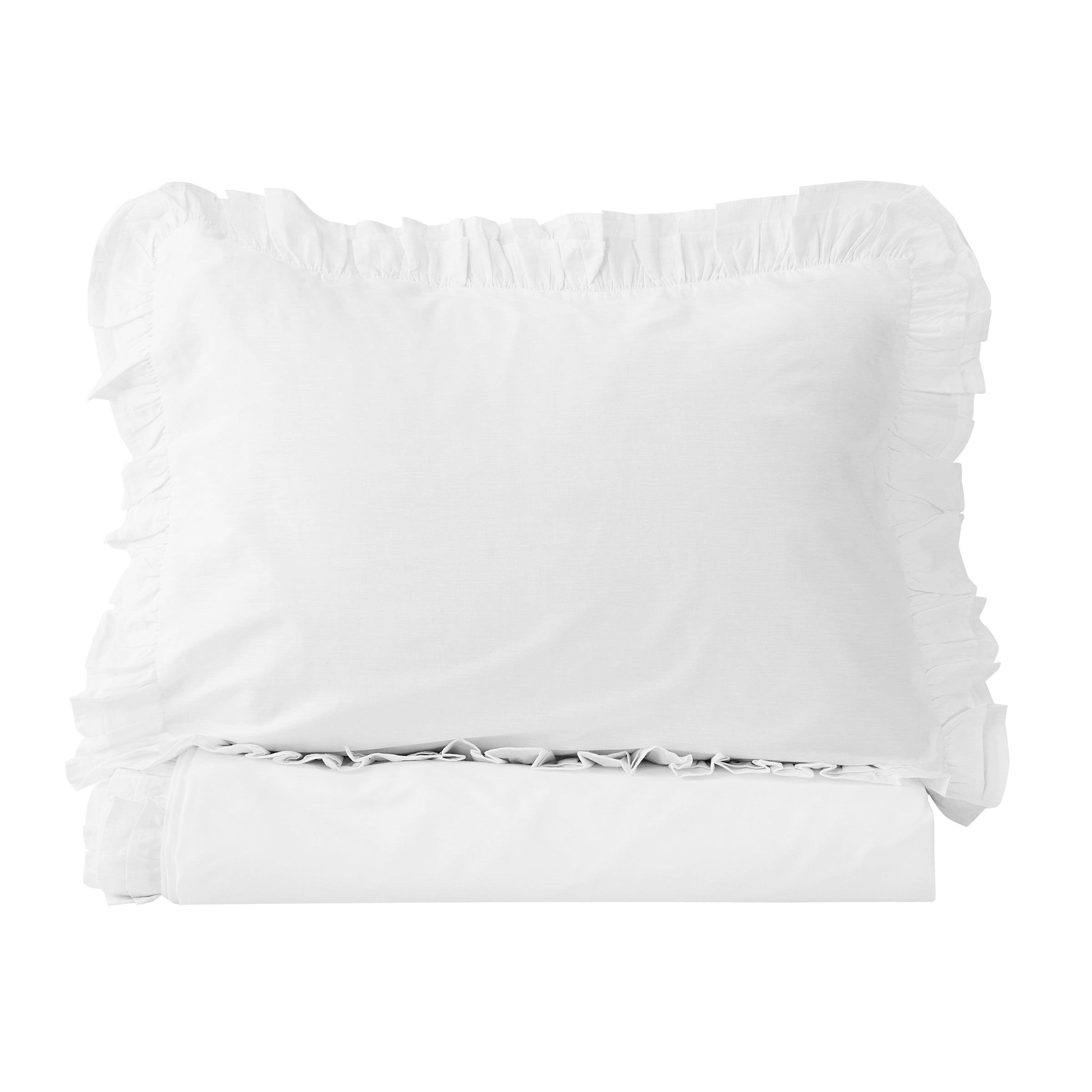 Double Layer Ruffle Cotton Percale Duvet Set