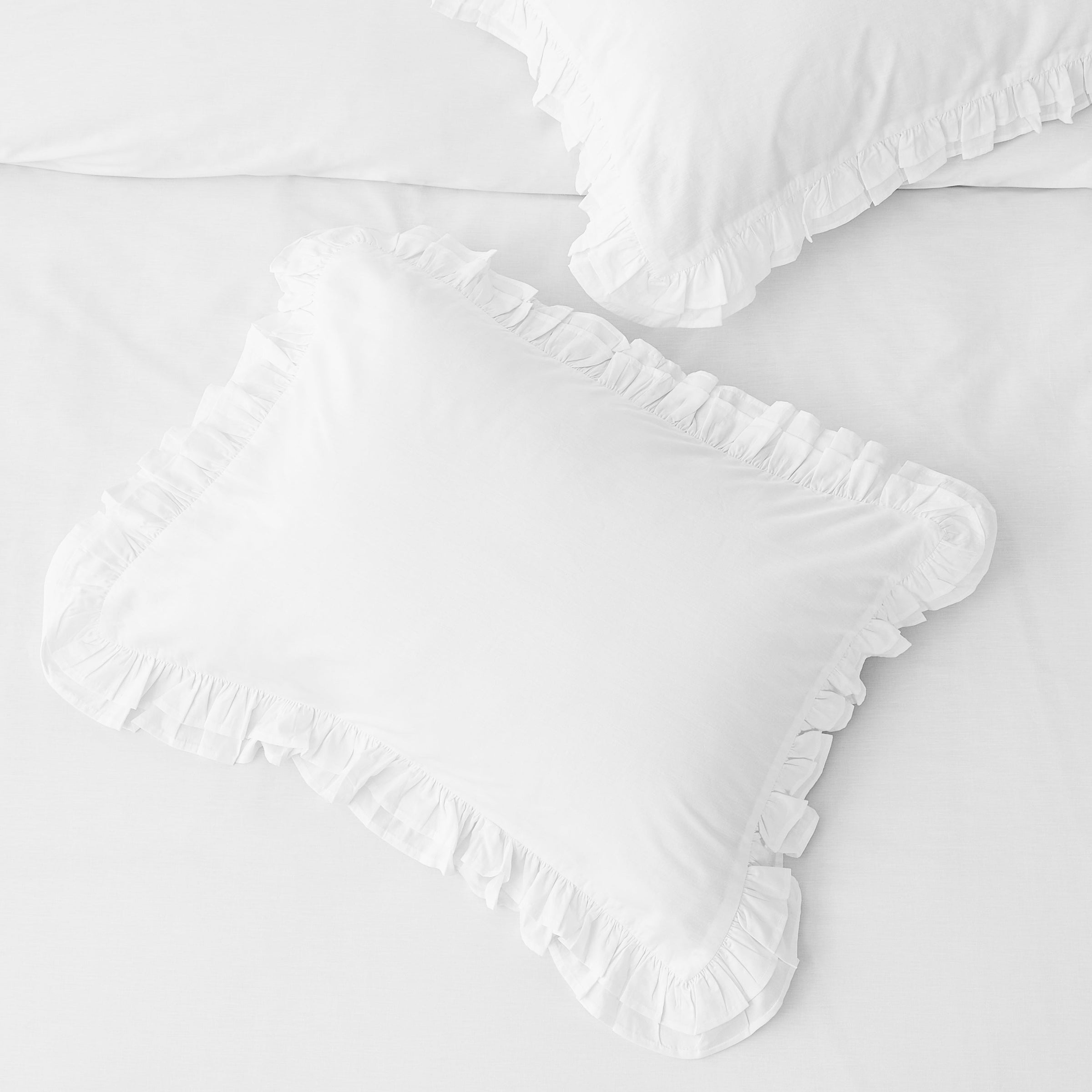 Double Layer Ruffle Cotton Percale Duvet Set