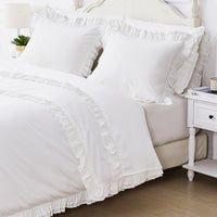 Double Layer Ruffle Cotton Percale Duvet Set