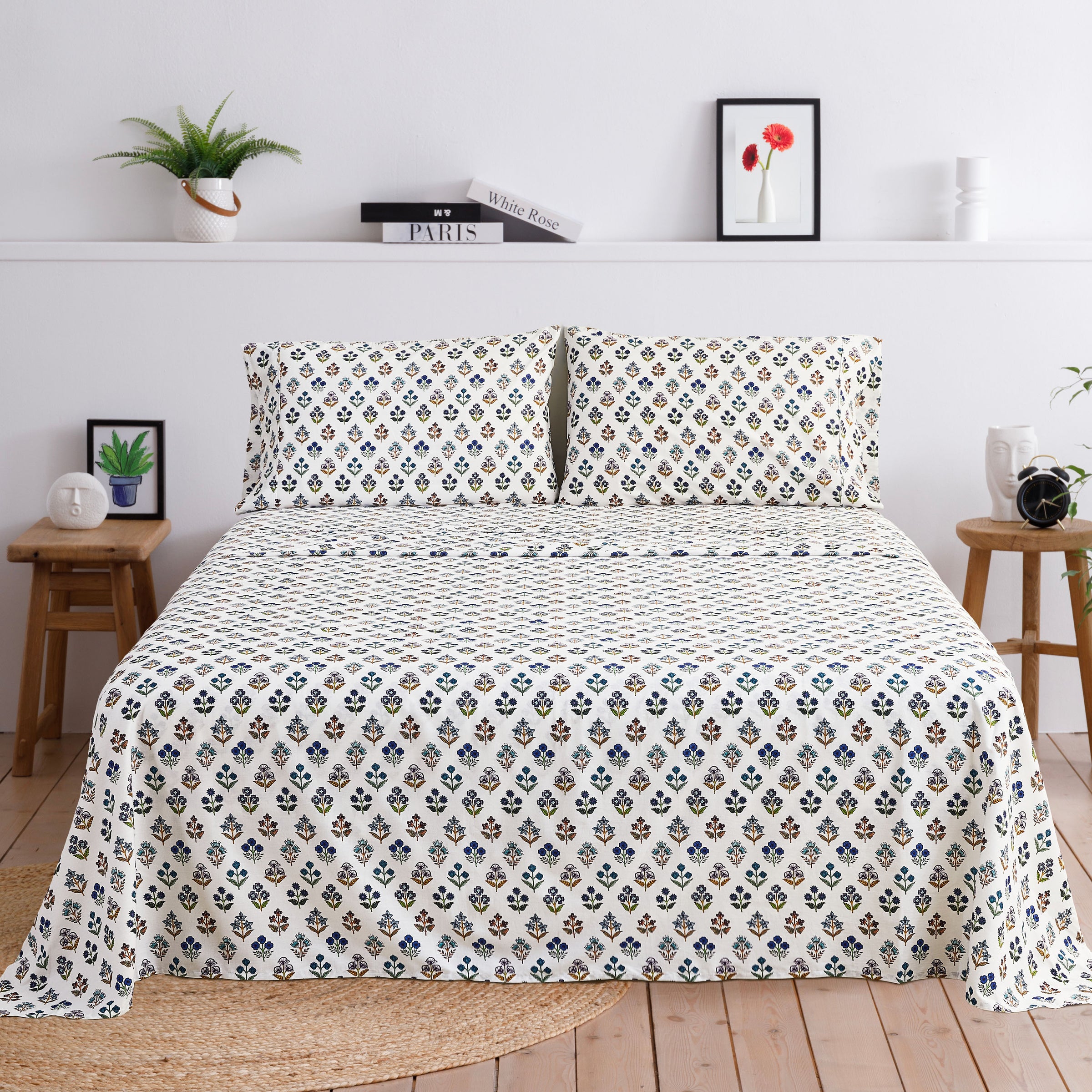 Happy Garden Printed Cotton Percale Sheet Set