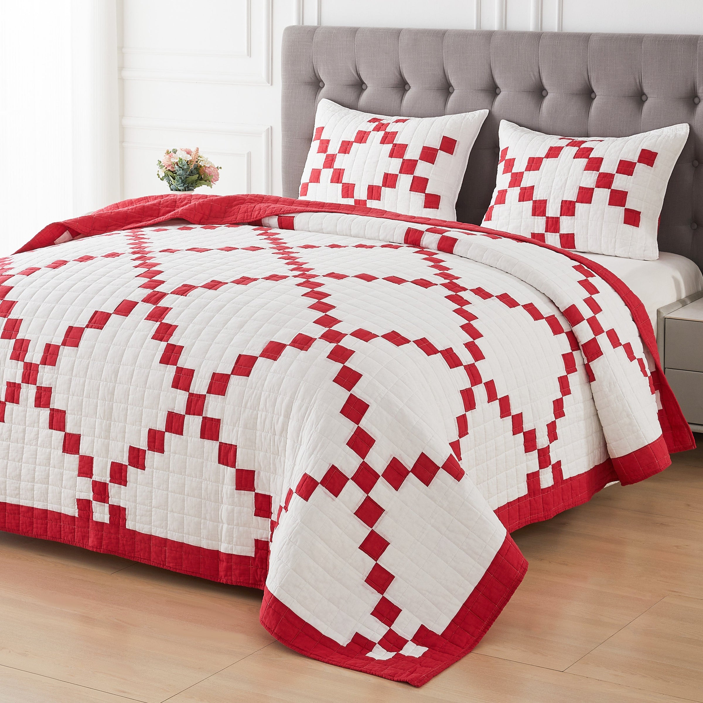 Irish Chain Patchwork Cotton Quilt Set