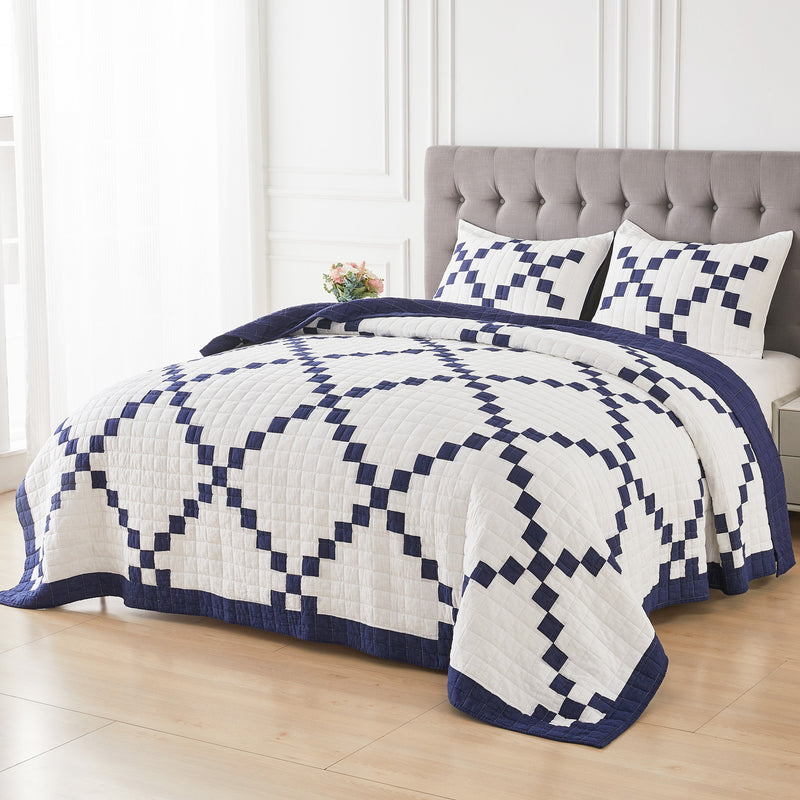 Irish Chain Patchwork Cotton Quilt Set