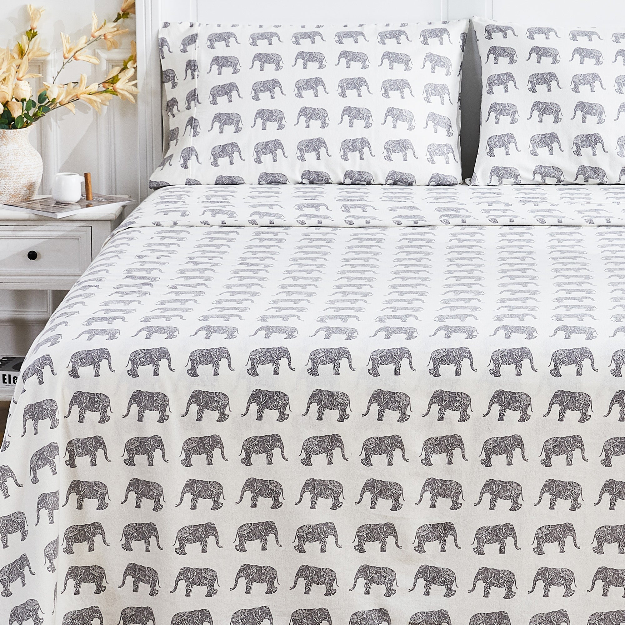 Elephants Flannel Sheet Set