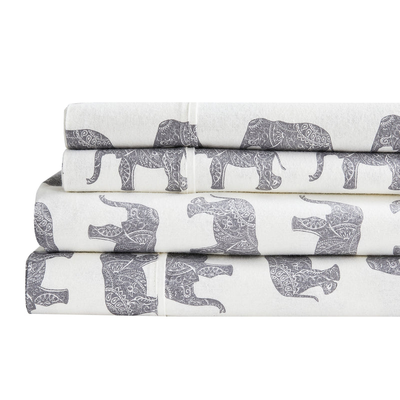 Elephants Flannel Sheet Set
