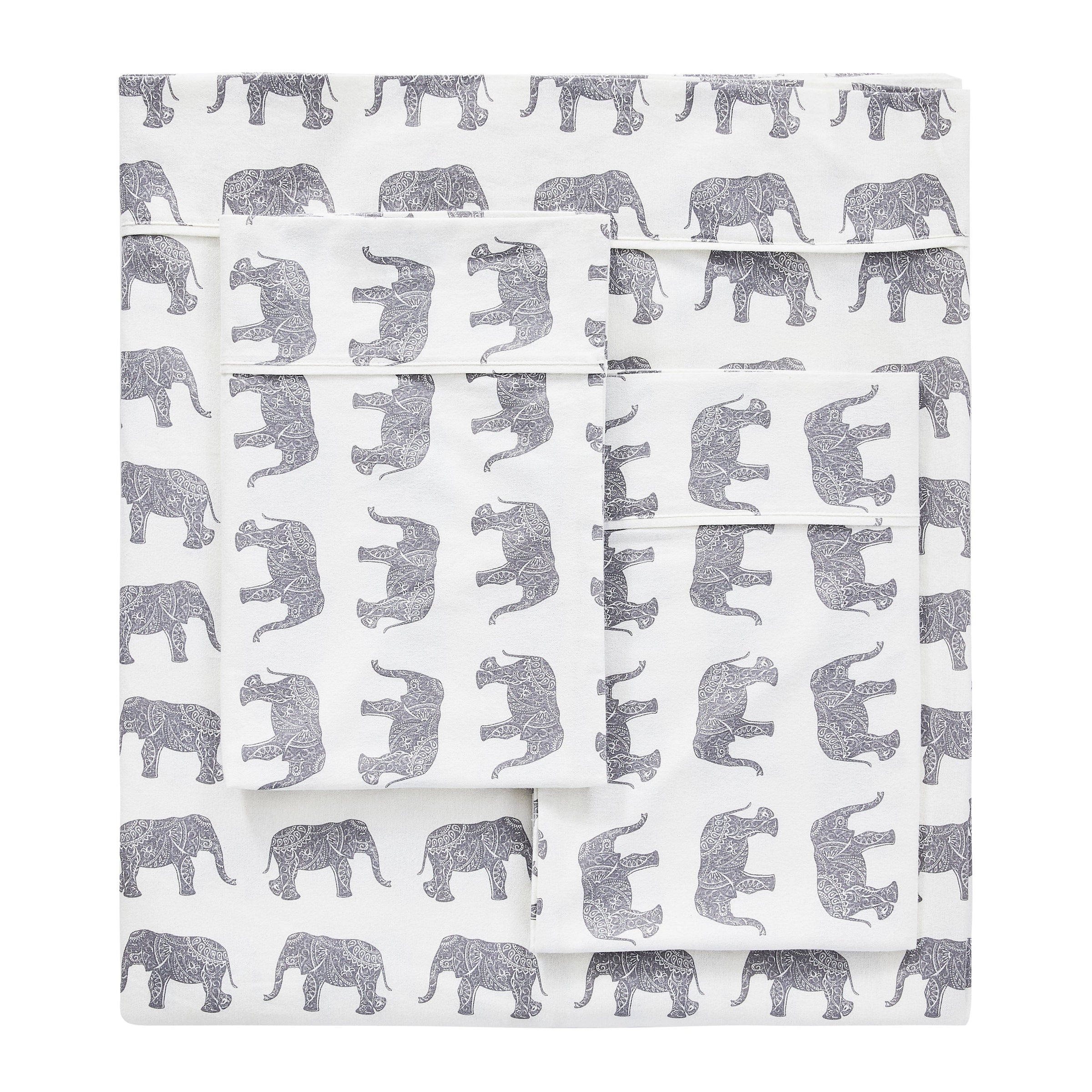 Elephants Flannel Sheet Set