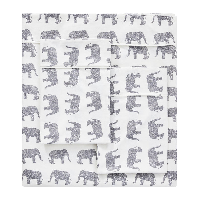 Elephants Flannel Sheet Set