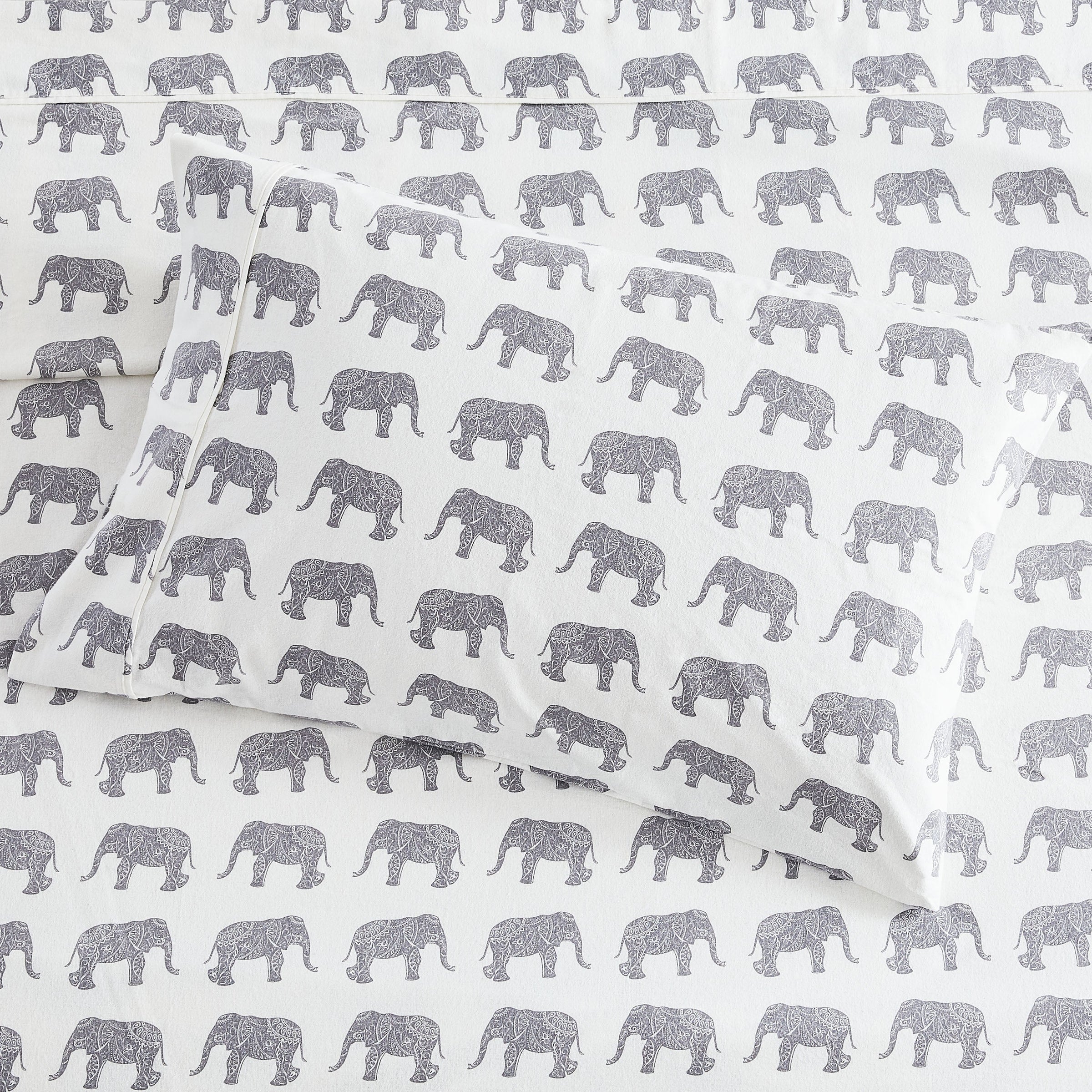 Elephants Flannel Sheet Set