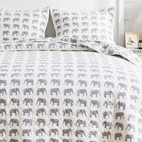 Elephants Cotton Flannel Quilt Set
