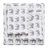 Elephants Cotton Flannel Quilt Set