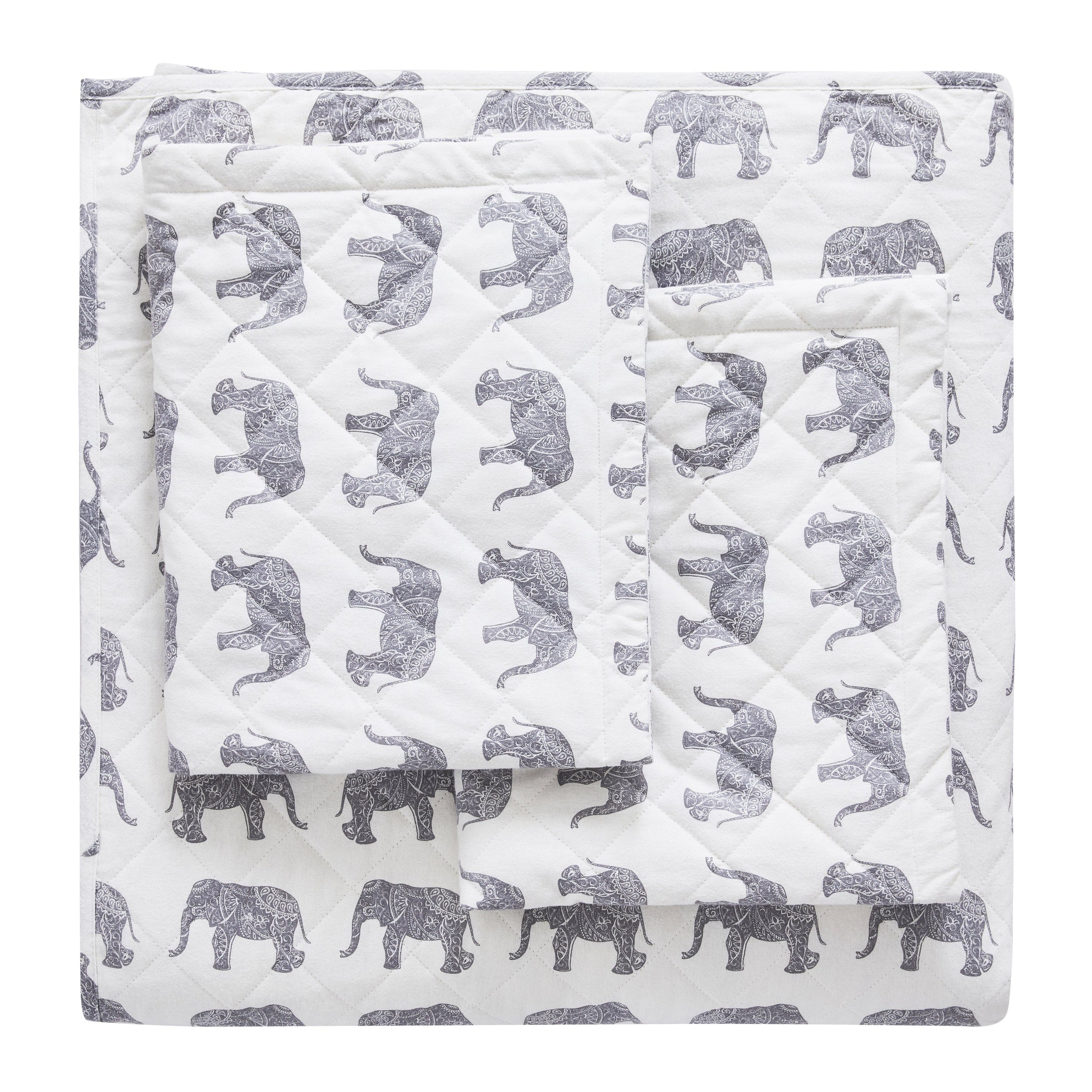 Elephants Cotton Flannel Quilt Set