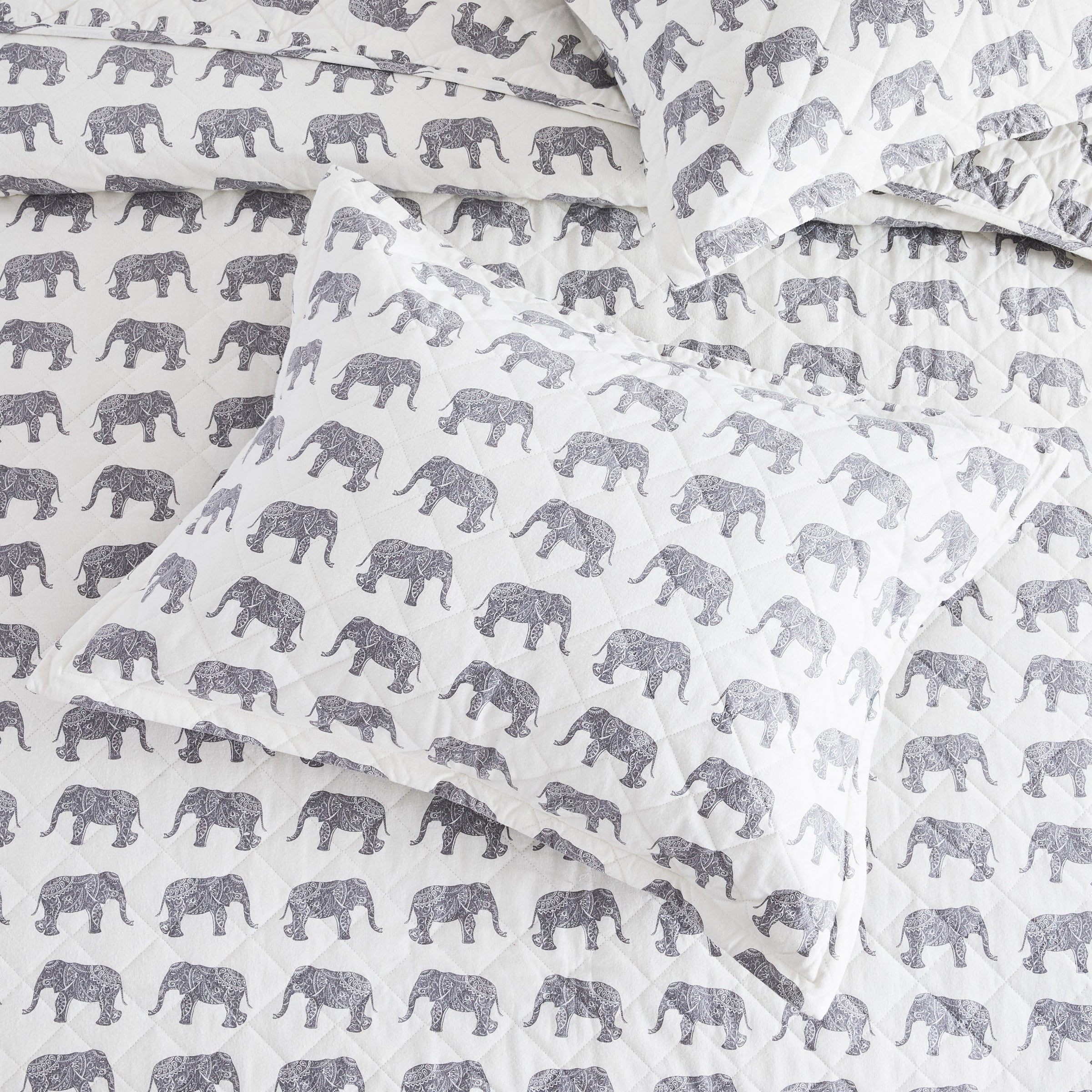 Elephants Cotton Flannel Quilt Set