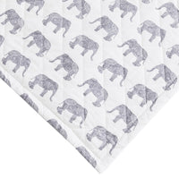 Elephants Cotton Flannel Quilt Set