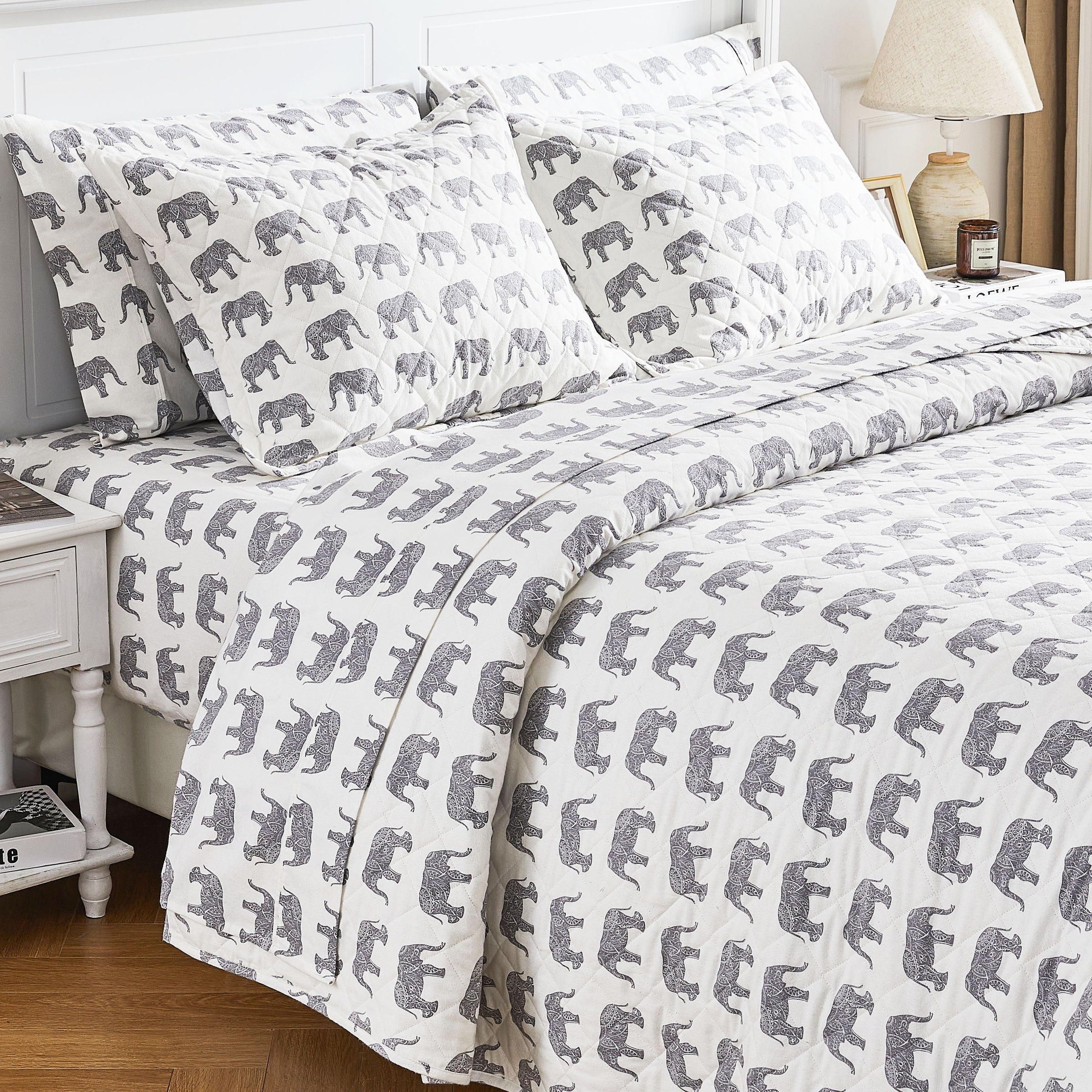 Elephants Flannel Bedding Bundle
