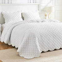 Diamond Scallop Cotton Voile Hand Stitched Quilt Set